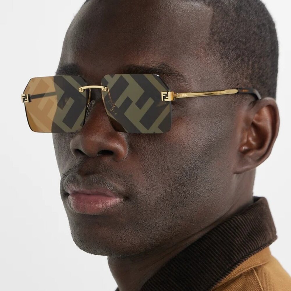 NEW FENDI SUNGLASSES, GOLD UNISEX EYEWEAR FENDI FE40043U 33G